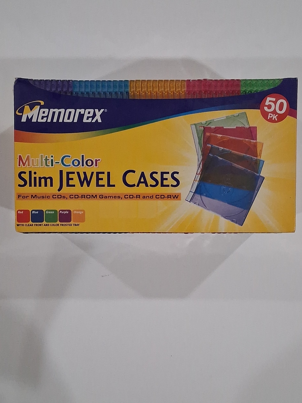 Memorex Multi-Color Slim Jewel Cases 50 Pack NWT Factory Sealed